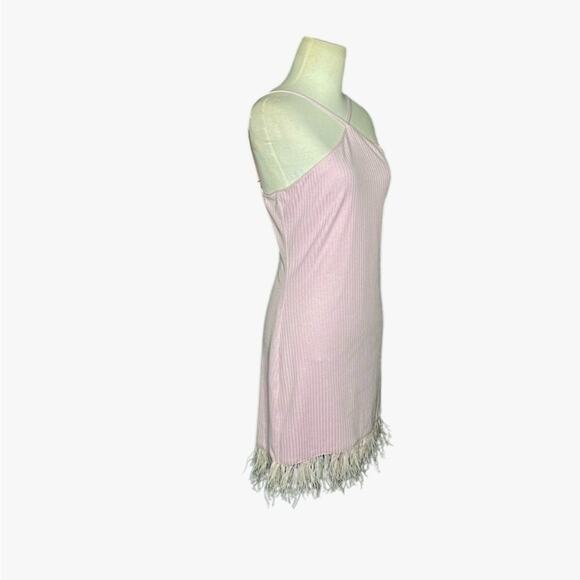 NWOT SAYLOR Ainsley Feather Trim Ribbed Halter Mini Dess Lavender – Sz M - Picture 6 of 8